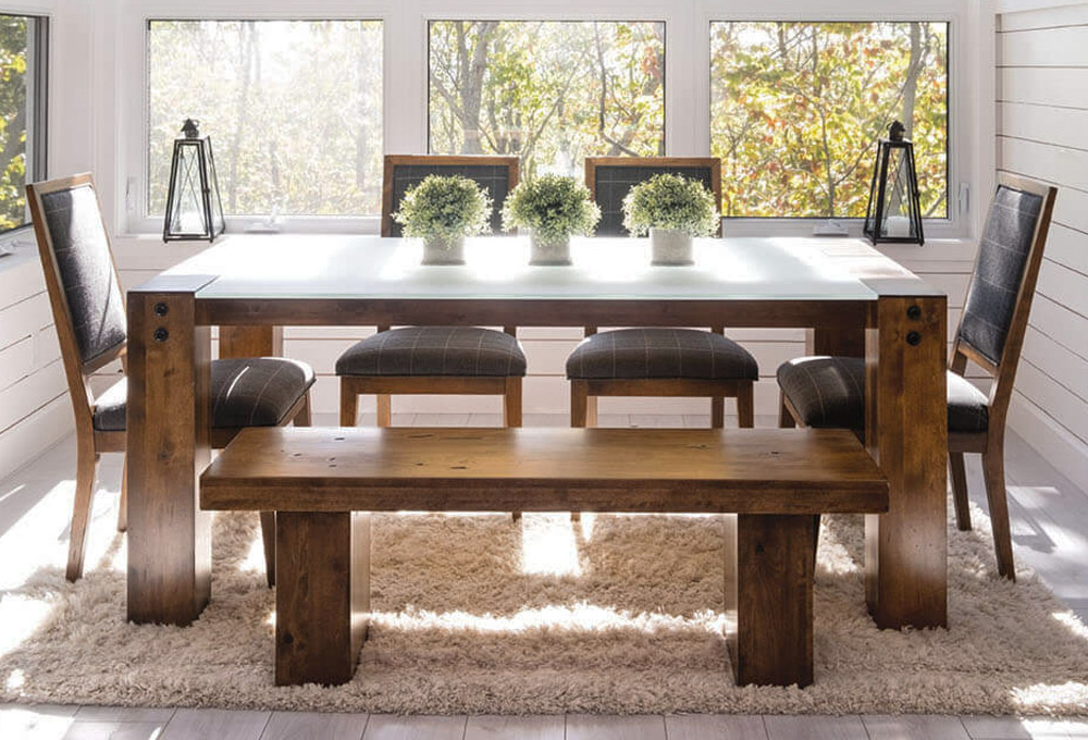 Glass And Wood Dining Table Set, Glass And Wood Dining Room Table Set