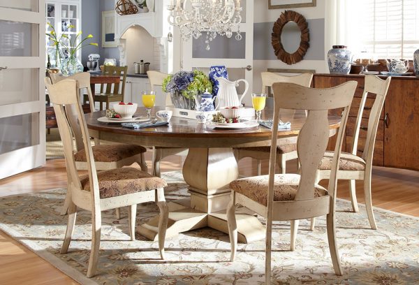 Winston round pedestal dining set and winston sideboard in cherry