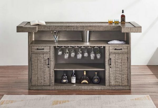 modern industrial home cocktail bar